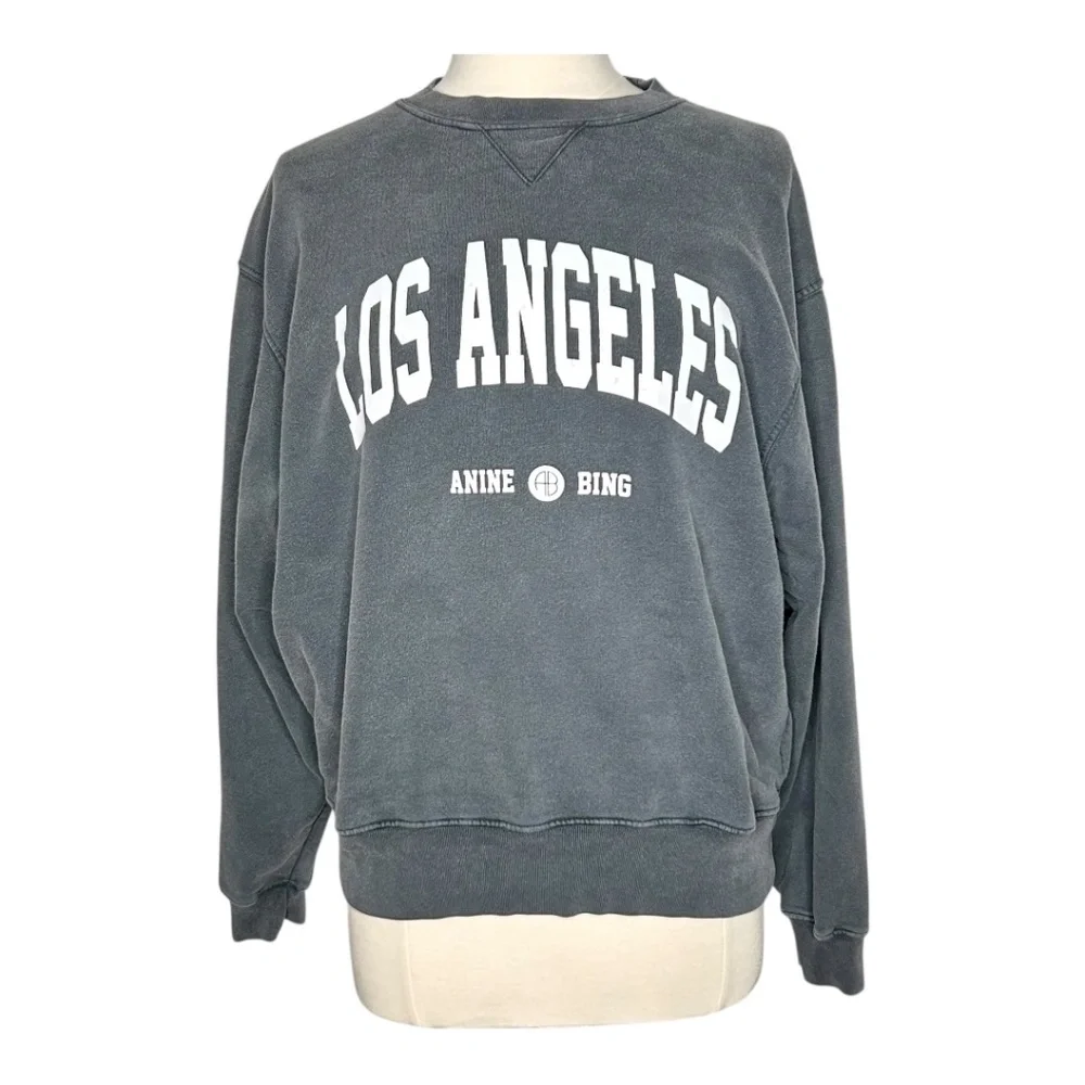 Anine Bing Ramona University Sweatshirt Los Angeles Washed Black Large - Picture 1 of 9